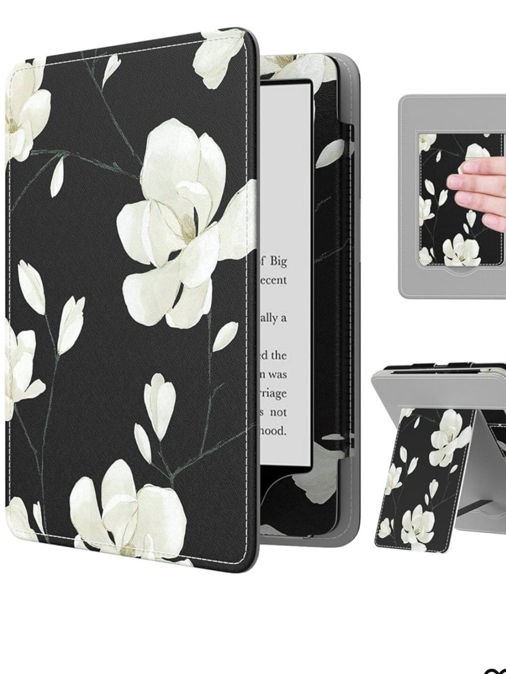 Moko Kindle Paperwhite Case Flower Black and White Magnolia